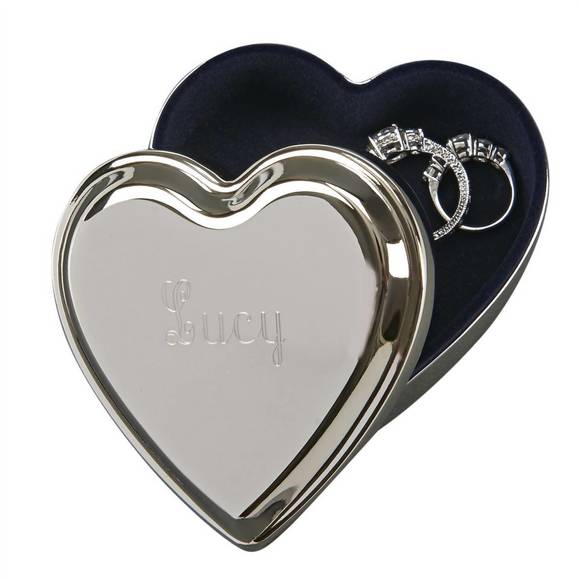 NEW CREATIVE GIFTS INTERNATIONAL polished heart shaped box in silver - Picture 2 of 4